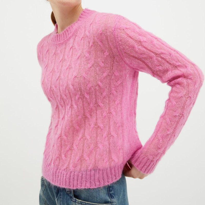 Cable-knit mohair-blend sweater